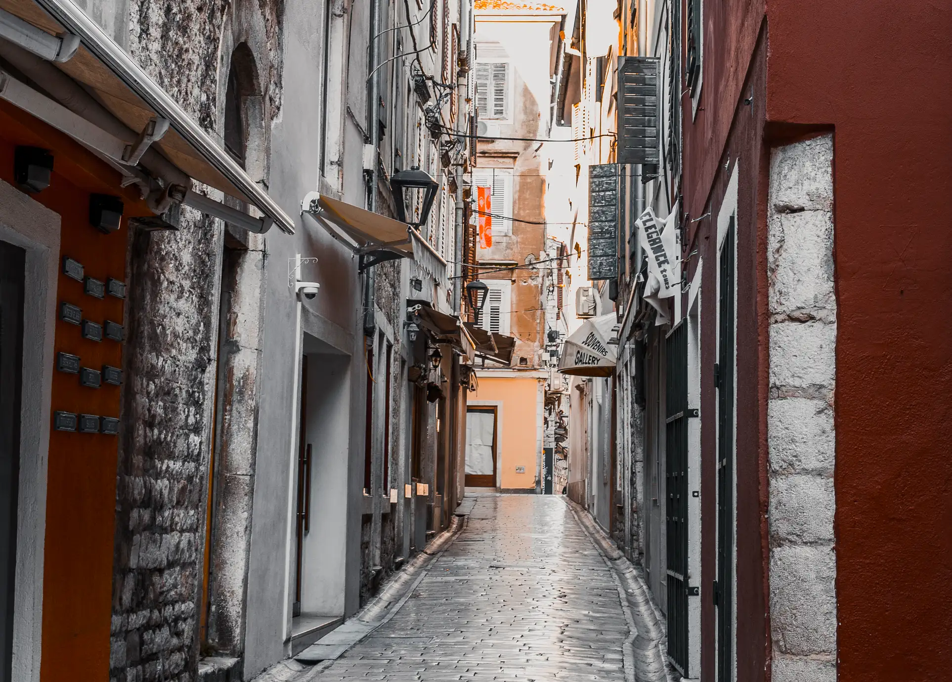 Narrow stone street in Zadar's old town